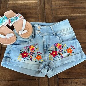 Seventy Light Blue Embroidered Jean Shorts